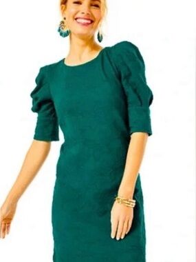 Lilly Pulitzer green Puff-Sleeve Midi Sheath Dress